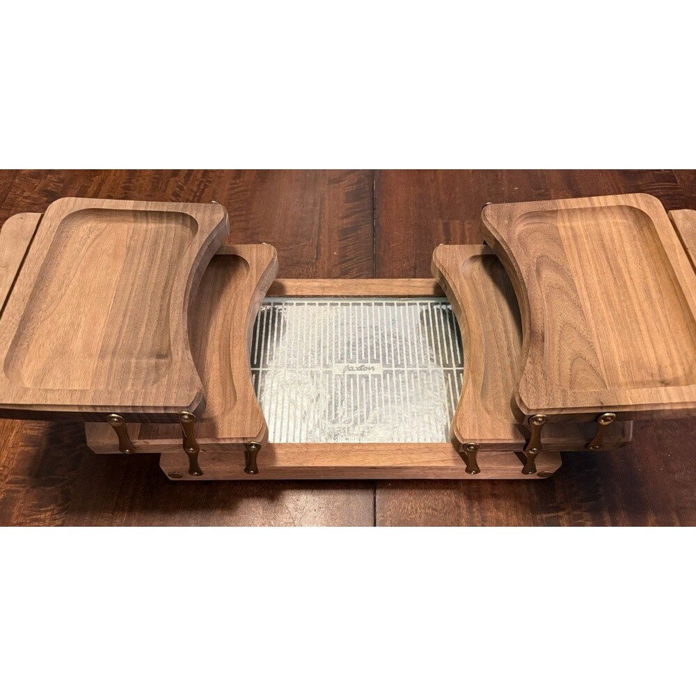 Vintage 1960s Jaxton Model 600 Dual fold Multi-level American Walnut Food Warmer